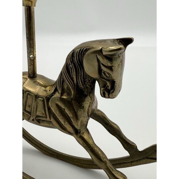 Vintage Brass Rocking Horse Candle Holder 6.7" x 1.6" and 6.7" tall - Picture 9 of 11